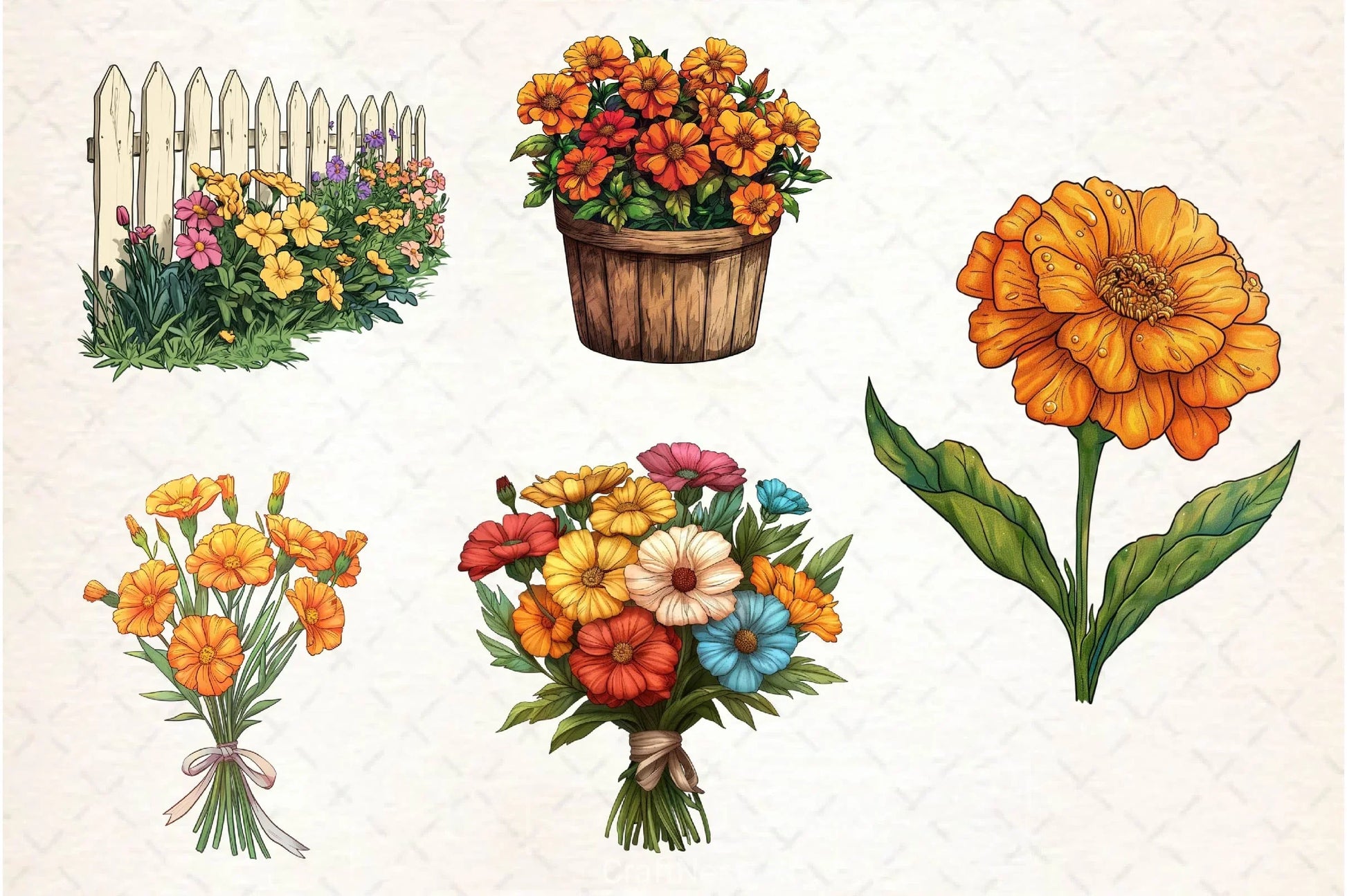 Spring Marigold Clipart Bundle 2 - CraftNest - Digital Crafting and Art