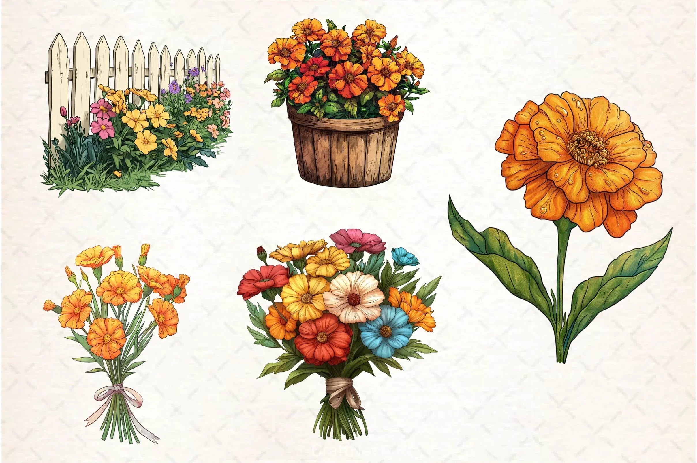 Spring Marigold Clipart Bundle 2 - CraftNest - Digital Crafting and Art