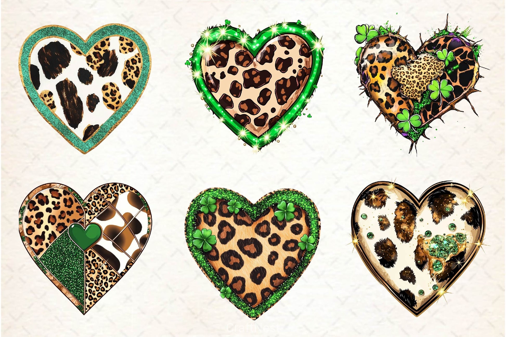 Patricks Leopard Cowhide Hearts Clipart Bundle - CraftNest - Digital Crafting and Art