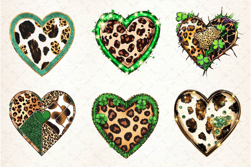 Patricks Leopard Cowhide Hearts Clipart Bundle - CraftNest - Digital Crafting and Art