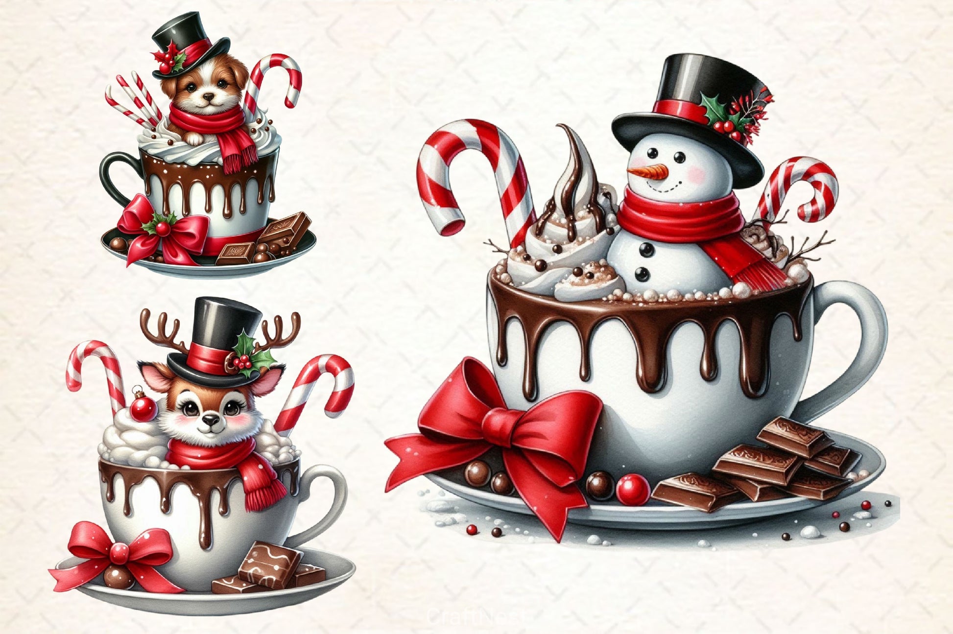 Christmas Hot Cocoa Cup Clipart Bundle - CraftNest - Digital Crafting and Art