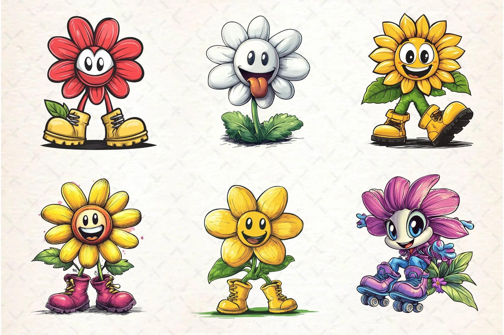 Flowers Mascot Clipart Bundle 2 - CraftNest - Digital Crafting and Art