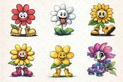 Flowers Mascot Clipart Bundle 2 - CraftNest - Digital Crafting and Art