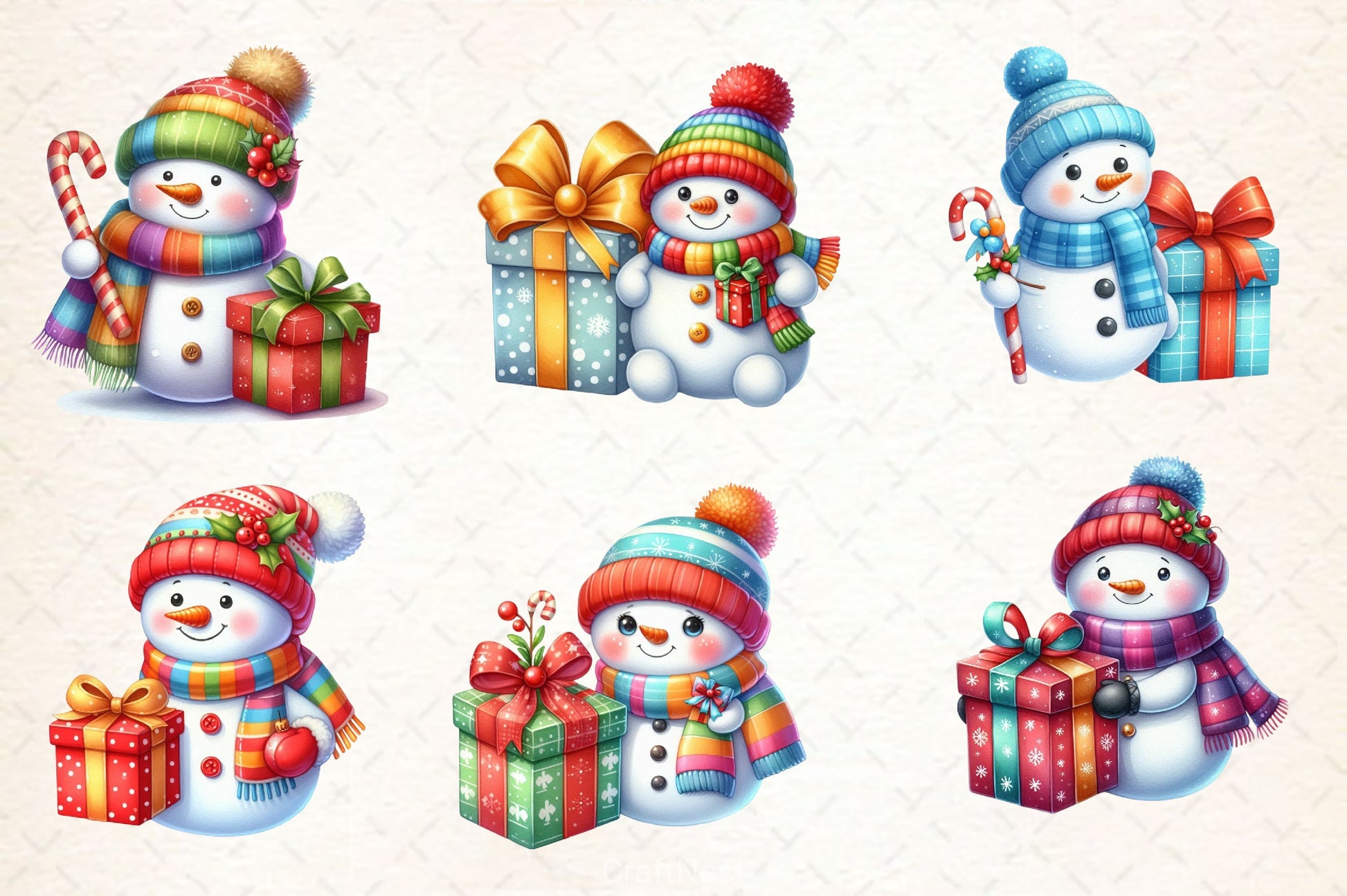 Christmas Cute Snowman Clipart Bundle 6 - CraftNest - Digital Crafting and Art