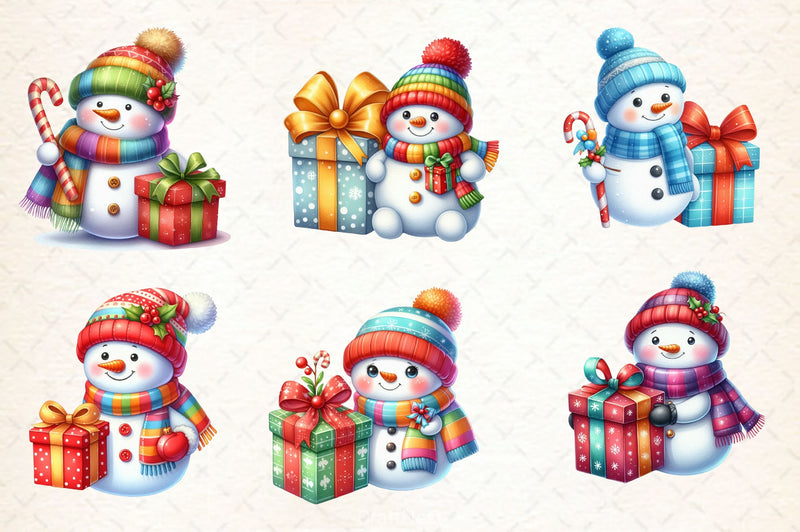 Christmas Cute Snowman Clipart Bundle 6 - CraftNest - Digital Crafting and Art