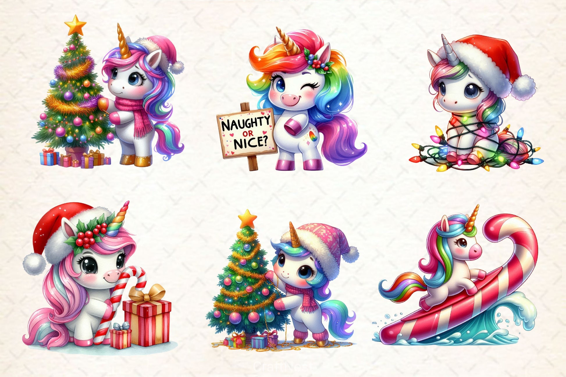 Christmas Unicorn Clipart Bundle 4 - CraftNest - Digital Crafting and Art