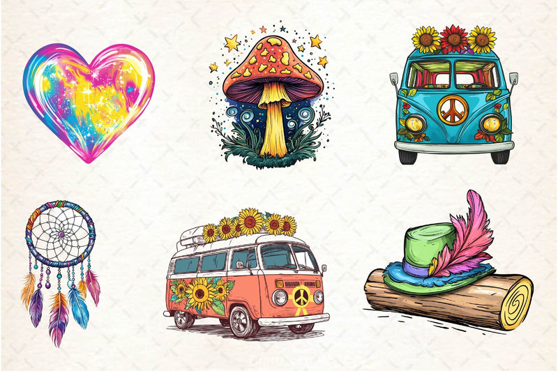 Hippie Summer Clipart Bundle 2 - CraftNest - Digital Crafting and Art