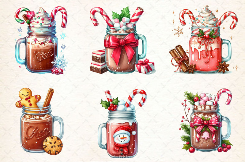 Christmas Hot Cocoa Mason Jar Clipart Bundle 3 - CraftNest - Digital Crafting and Art