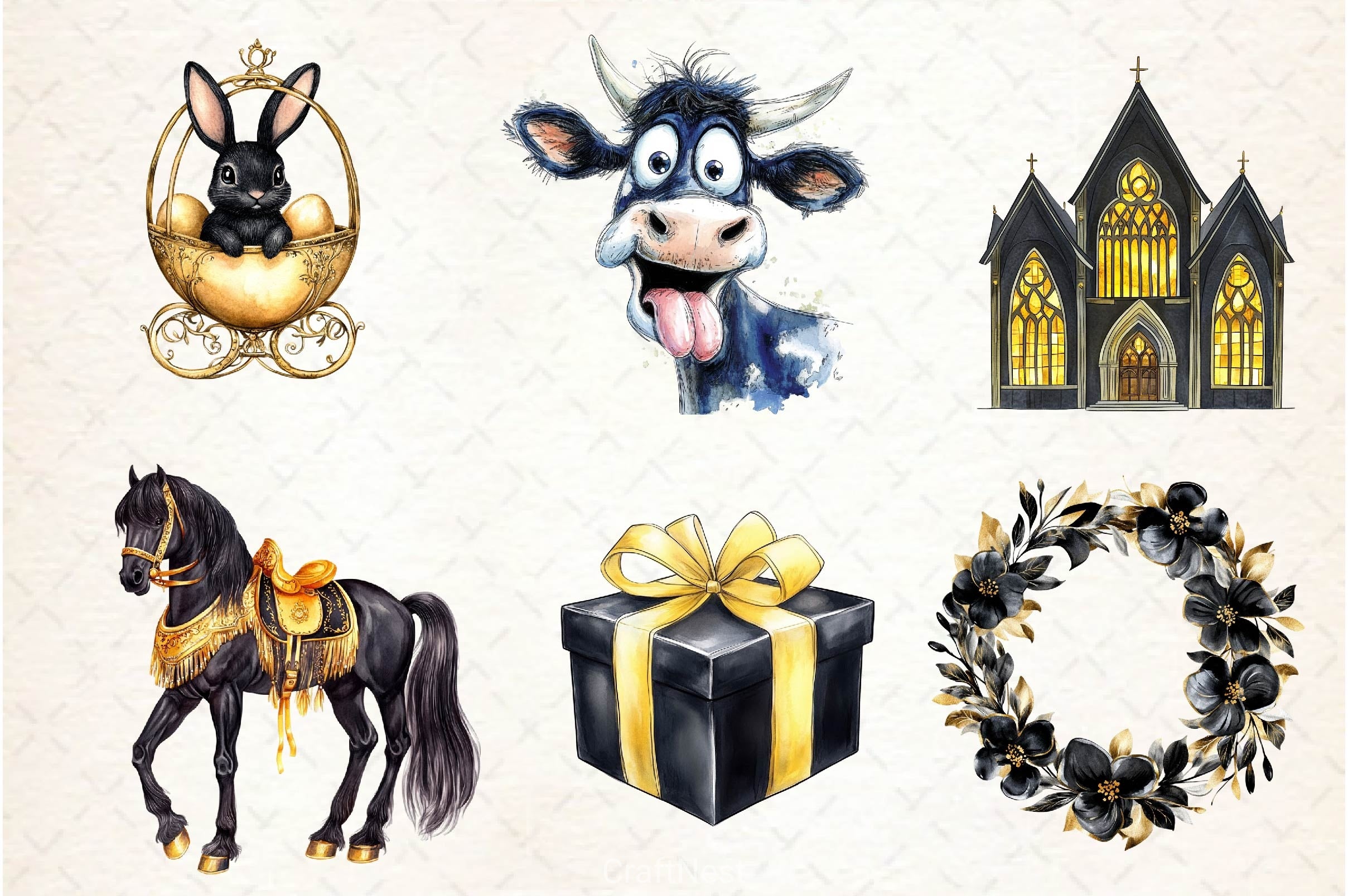 Glitter Luxury Black Easter Clipart Bundle 3 - CraftNest - Digital Crafting and Art