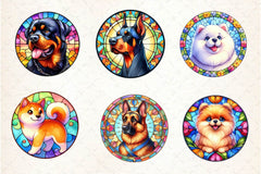 Round Stained Glass Dogs Clipart Bundle - CraftNest - Digital Crafting and Art