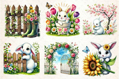 Spring Bunny Garden Clipart Bundle - CraftNest - Digital Crafting and Art