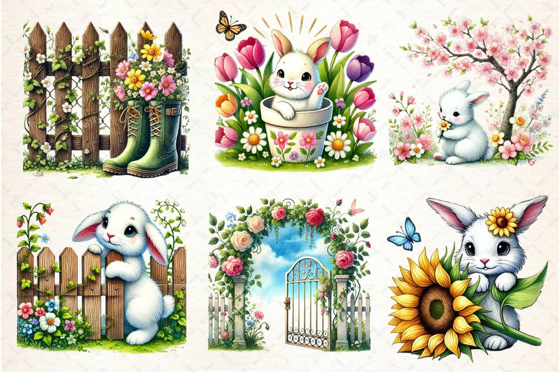 Spring Bunny Garden Clipart Bundle - CraftNest - Digital Crafting and Art