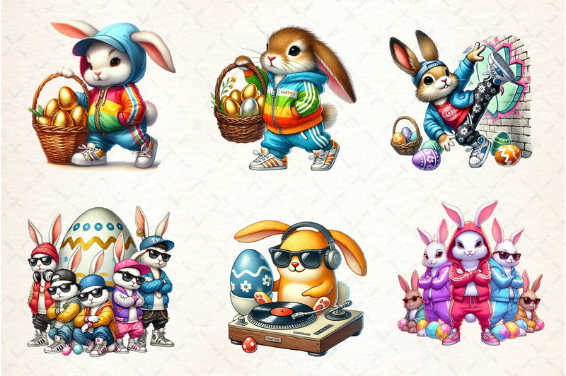Hip Hop Bunny Easter Urban Clipart Bundle - CraftNest - Digital Crafting and Art