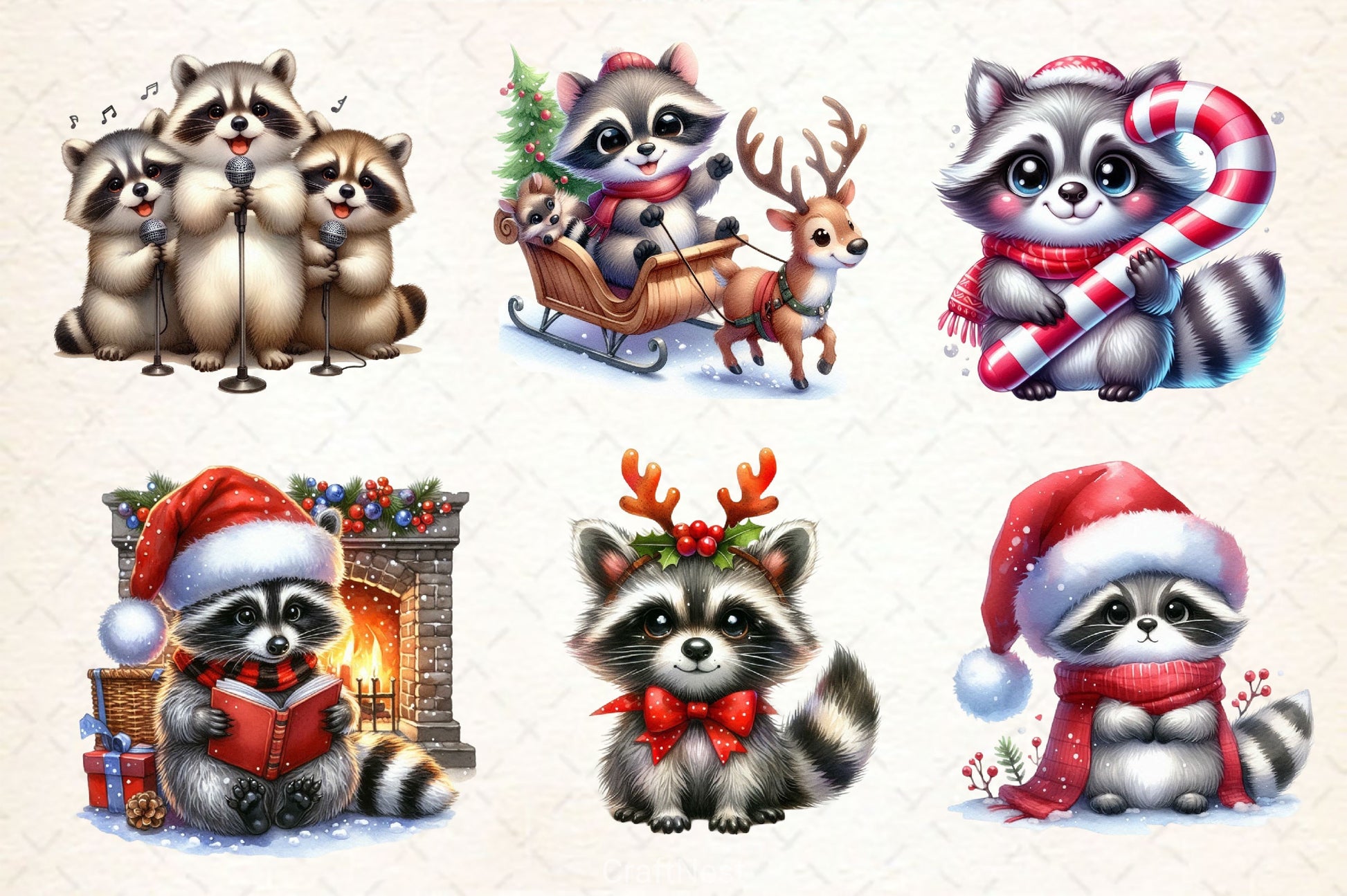 Christmas Raccoon Clipart Bundle 2 - CraftNest - Digital Crafting and Art