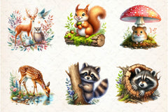 Woodland Forest Animals Clipart Bundle 8 - CraftNest - Digital Crafting and Art
