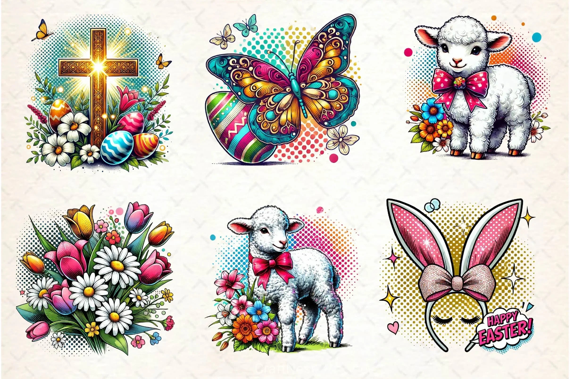 Pop Art Easter Clipart Bundle - CraftNest - Digital Crafting and Art