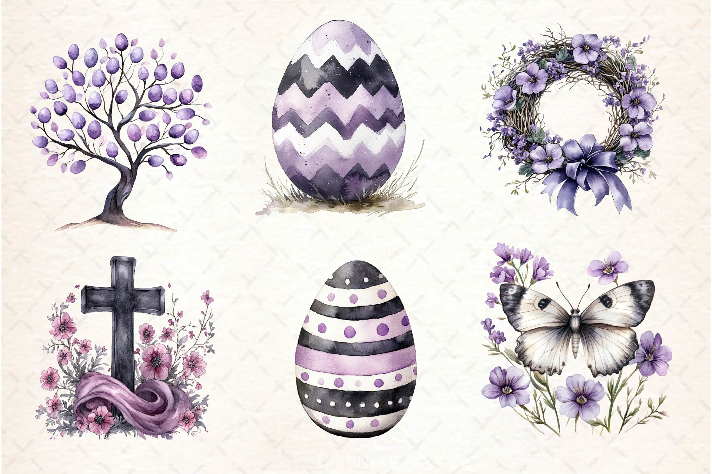 Black And White Easter Clipart Bundle - CraftNest - Digital Crafting and Art