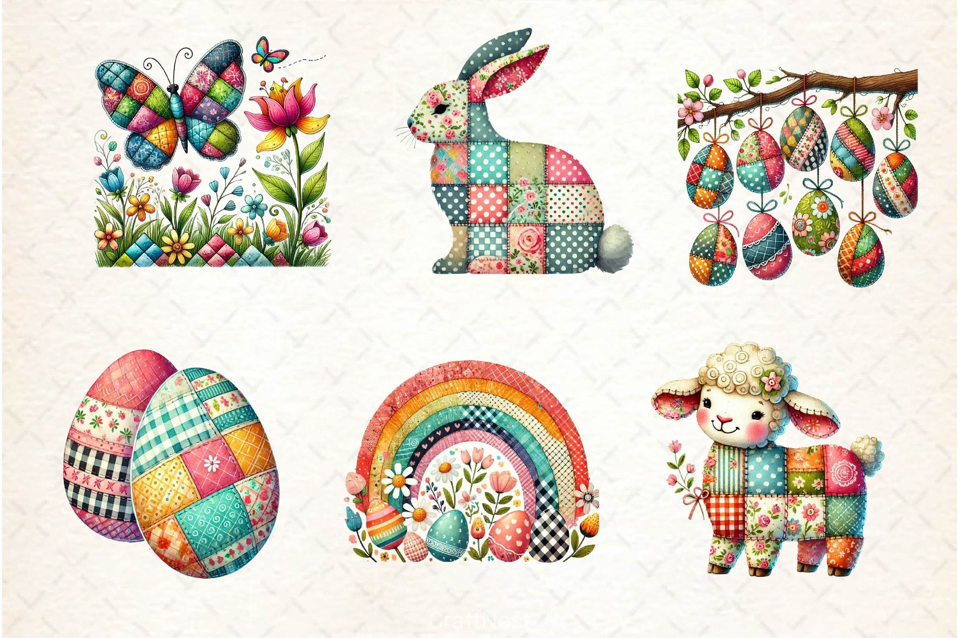 Patchwork Easter Clipart Bundle 4 - CraftNest - Digital Crafting and Art