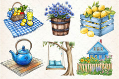 Blue Rustic Summer Clipart Bundle - CraftNest - Digital Crafting and Art