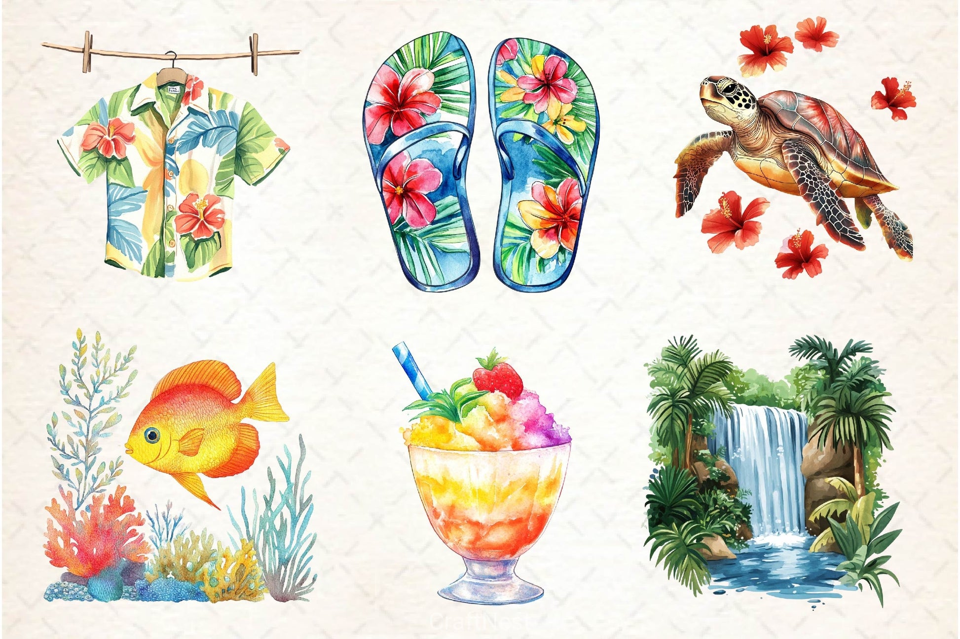 Summer In Hawaii Clipart Bundle - CraftNest - Digital Crafting and Art
