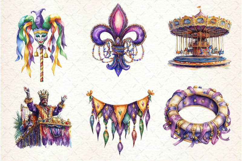 Vintage Mardi Gras Clipart Bundle - CraftNest - Digital Crafting and Art