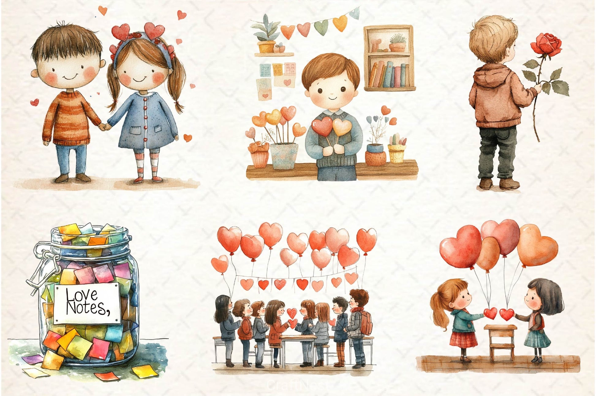 Valentines In School Clipart Bundle 1 - CraftNest - Digital Crafting and Art