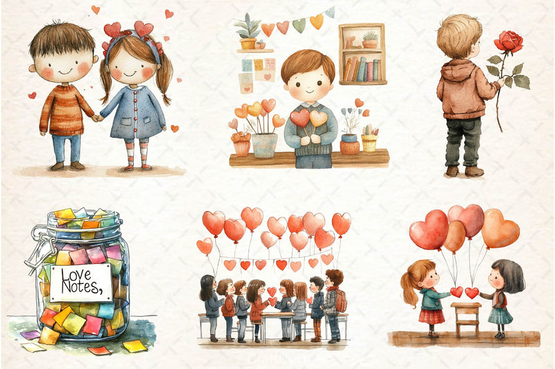 Valentines In School Clipart Bundle 1 - CraftNest - Digital Crafting and Art