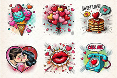 Cute Pop Art Valentines Day Clipart Bundle - CraftNest - Digital Crafting and Art