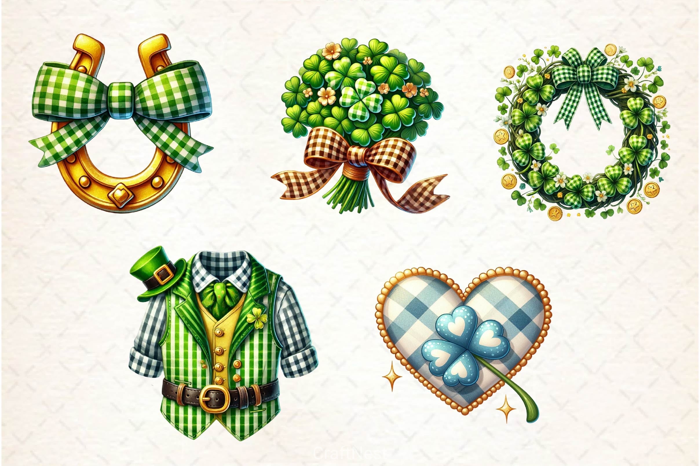 St Patrick Gingham Clipart Bundle - CraftNest - Digital Crafting and Art