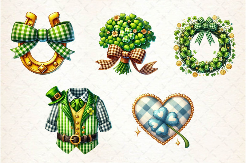 St Patrick Gingham Clipart Bundle - CraftNest - Digital Crafting and Art