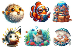 Undersea Reading Clipart Bundle 2 - CraftNest - Digital Crafting and Art