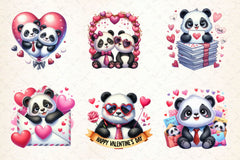 Valentines Day Love Panda Clipart Bundle 2 - CraftNest - Digital Crafting and Art