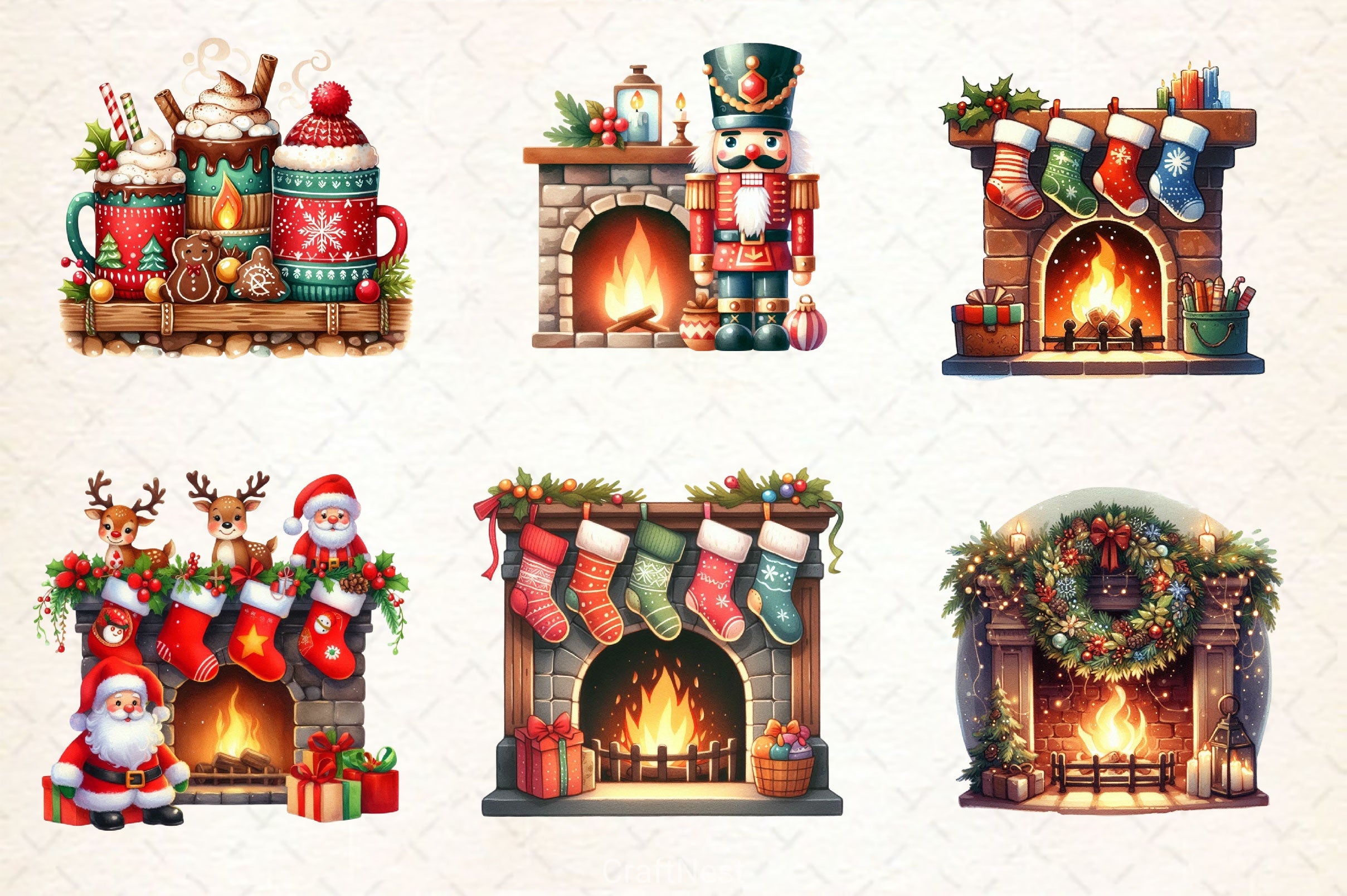Christmas Fireplace Clipart Bundle 2 - CraftNest - Digital Crafting and Art