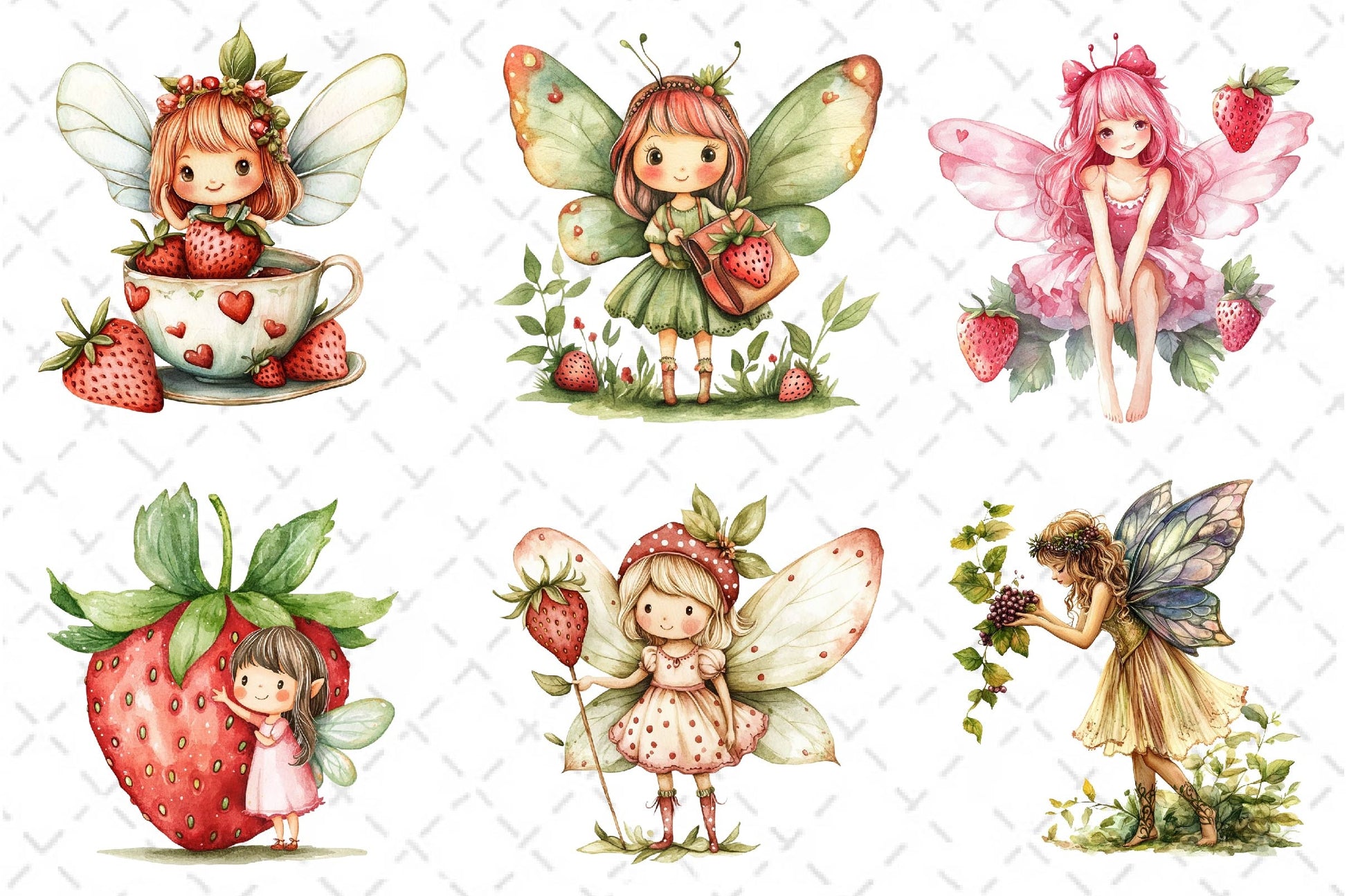 Strawberry Garden Fairies Clipart Bundle - CraftNest - Digital Crafting and Art