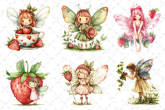Strawberry Garden Fairies Clipart Bundle - CraftNest - Digital Crafting and Art