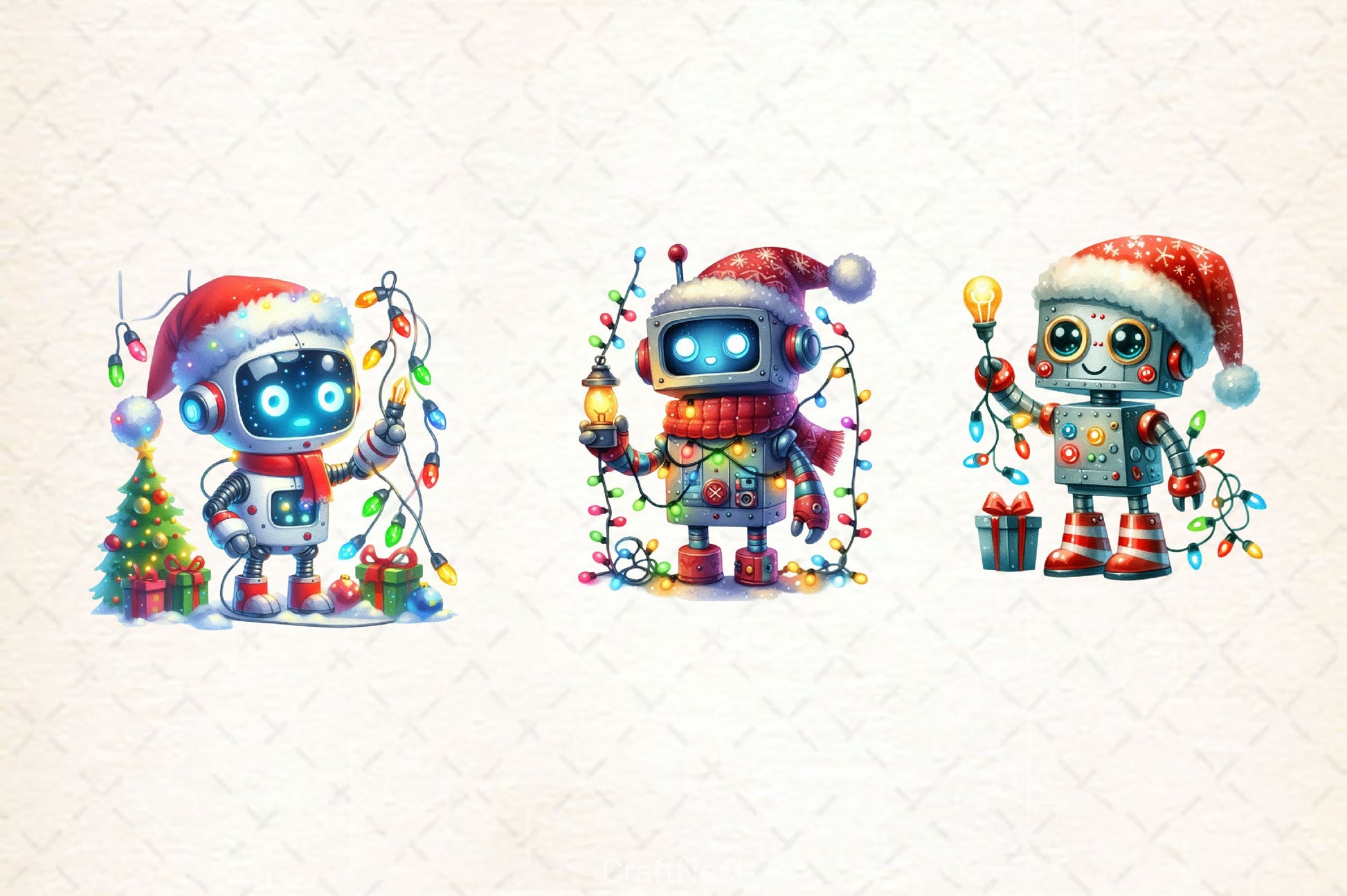 Funny Festive Robot Clipart Bundle 2 - CraftNest - Digital Crafting and Art