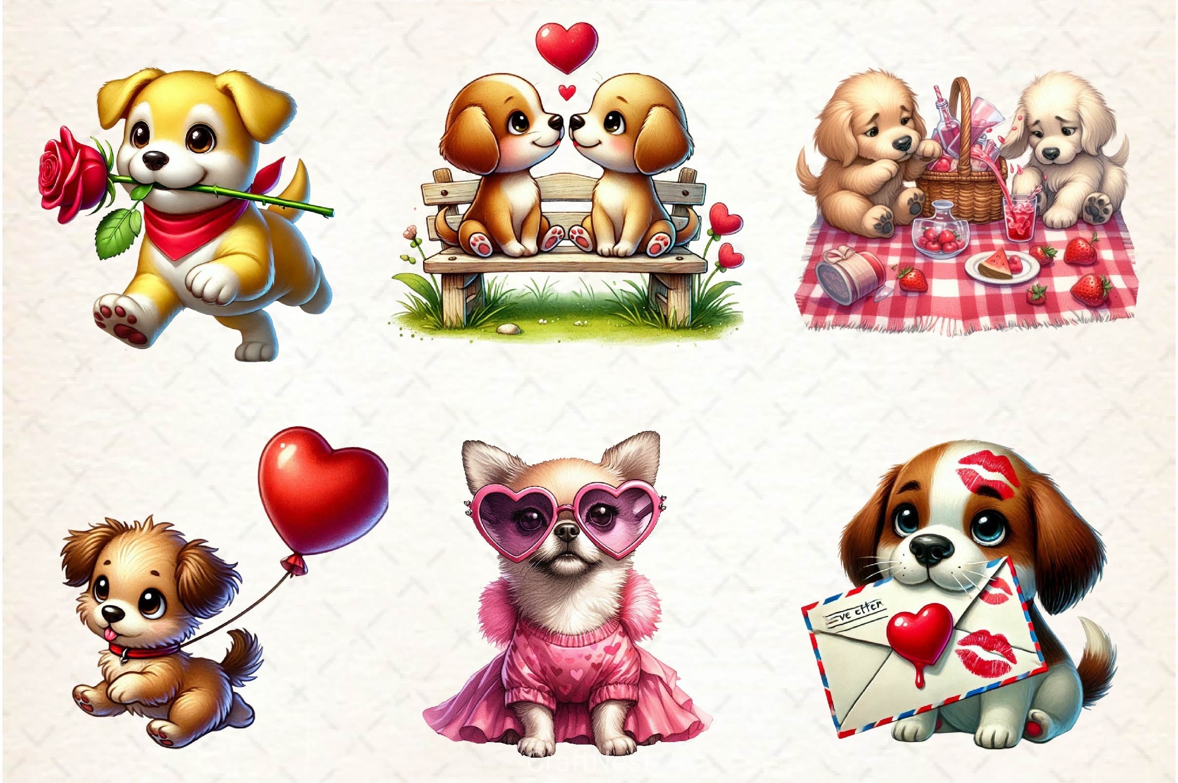 Valentine Dog Clipart Bundle 2 - CraftNest - Digital Crafting and Art