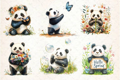 Cute Spring Panda Clipart Bundle 2 - CraftNest - Digital Crafting and Art