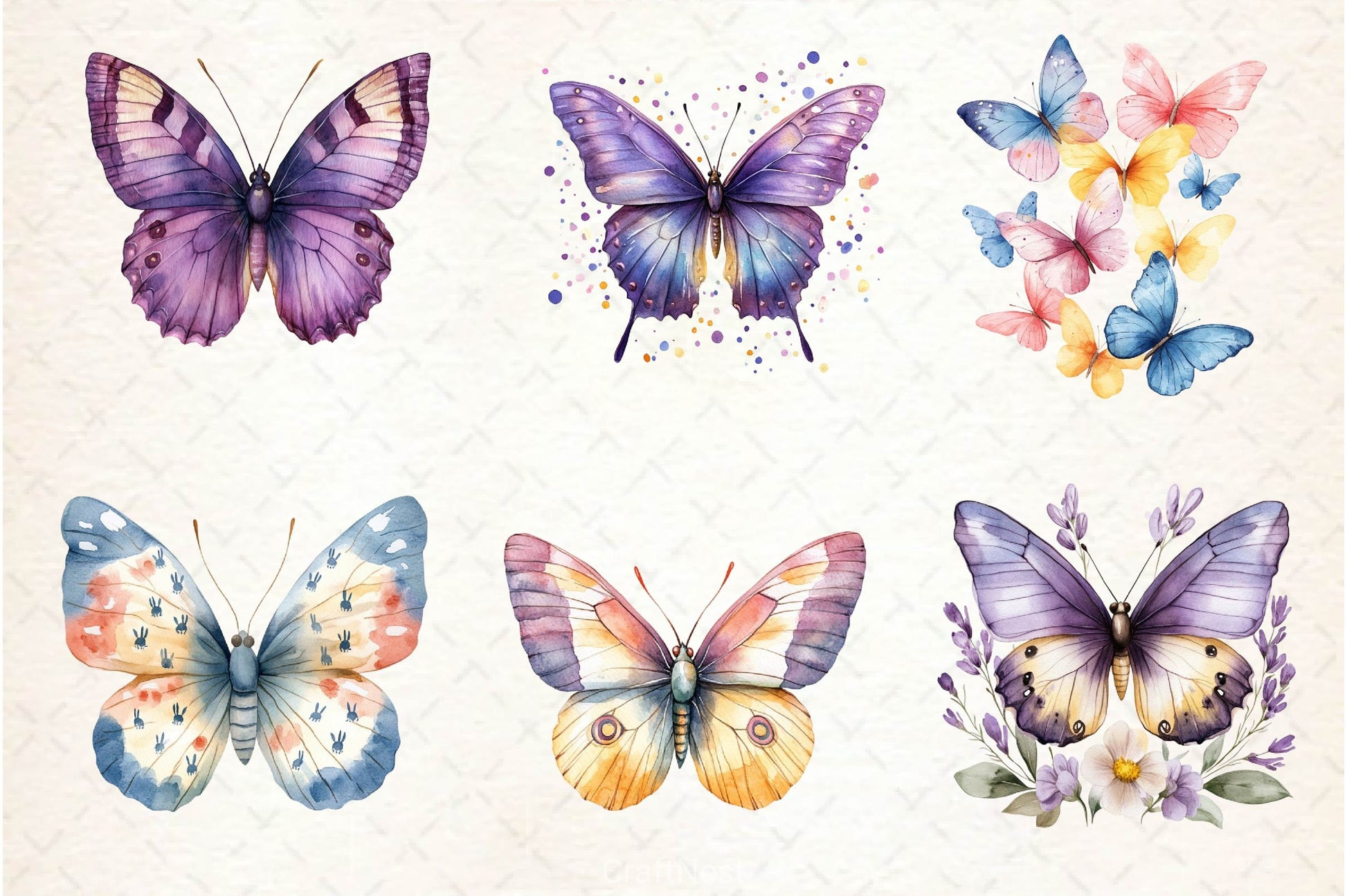 Pastel Easter Butterflies Clipart Bundle - CraftNest - Digital Crafting and Art