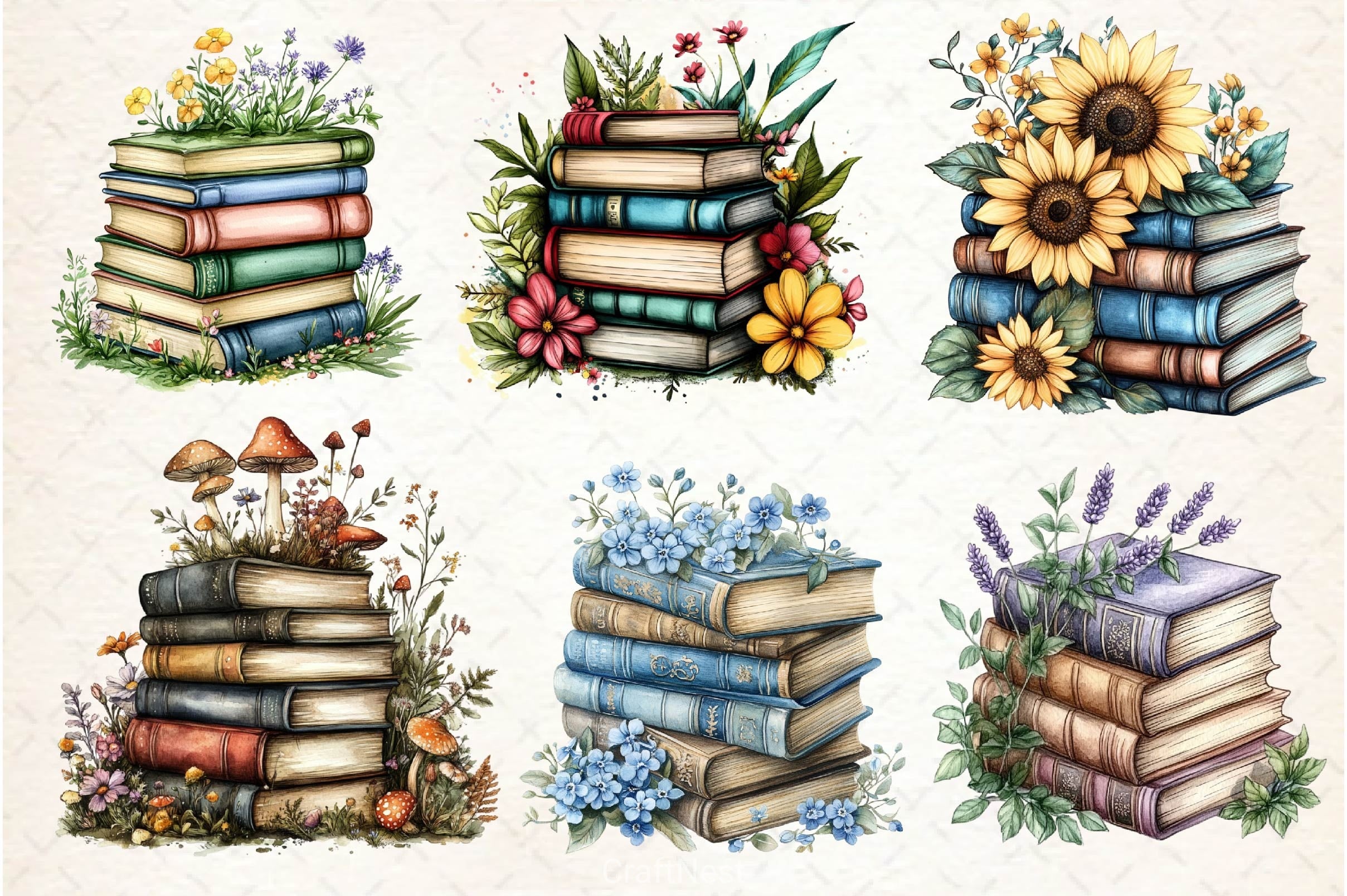 Pretty Books With Flowers Clipart Bundle 3 - CraftNest - Digital Crafting and Art
