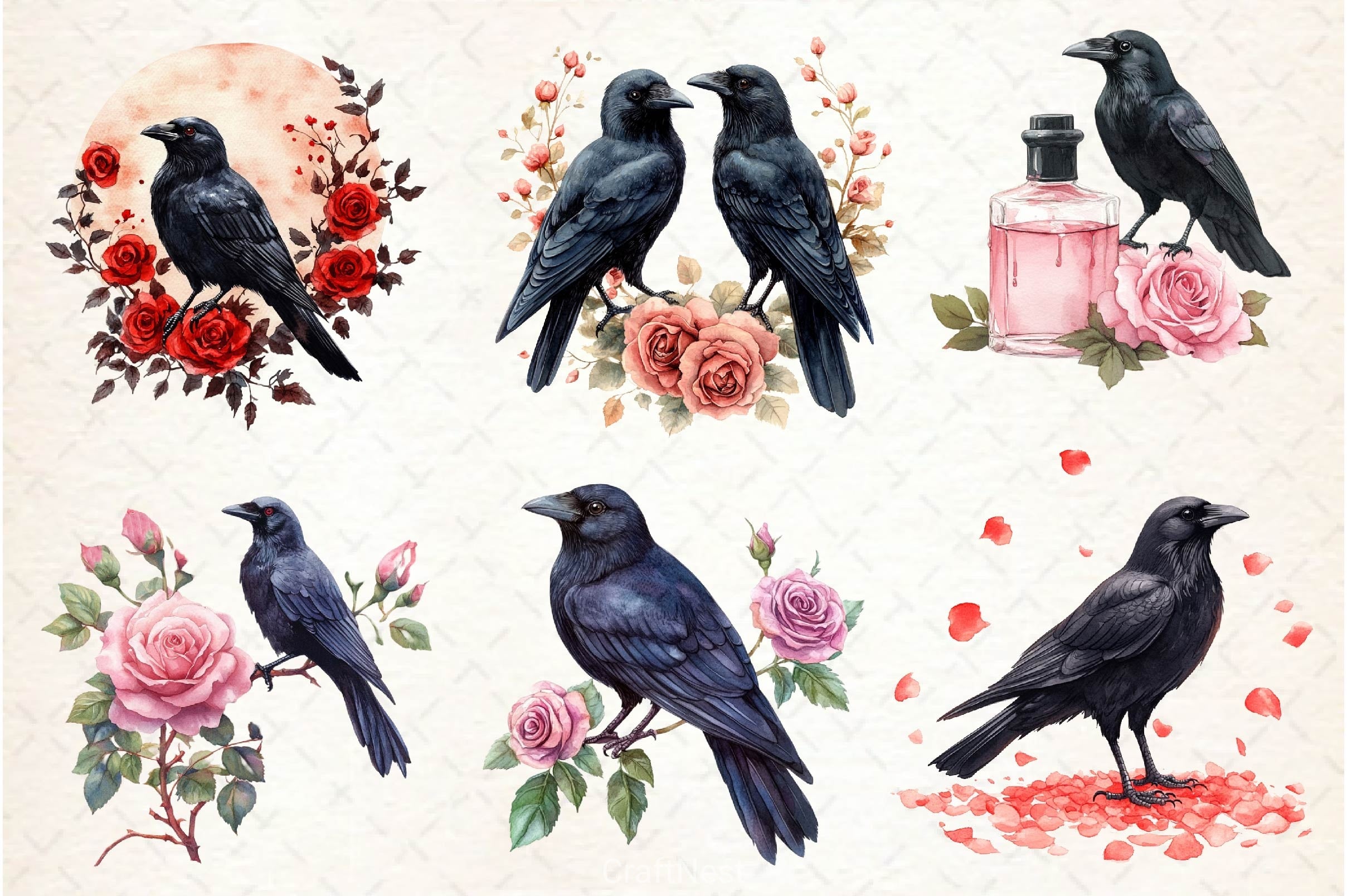 Creepy Crow Clipart Bundle - CraftNest - Digital Crafting and Art