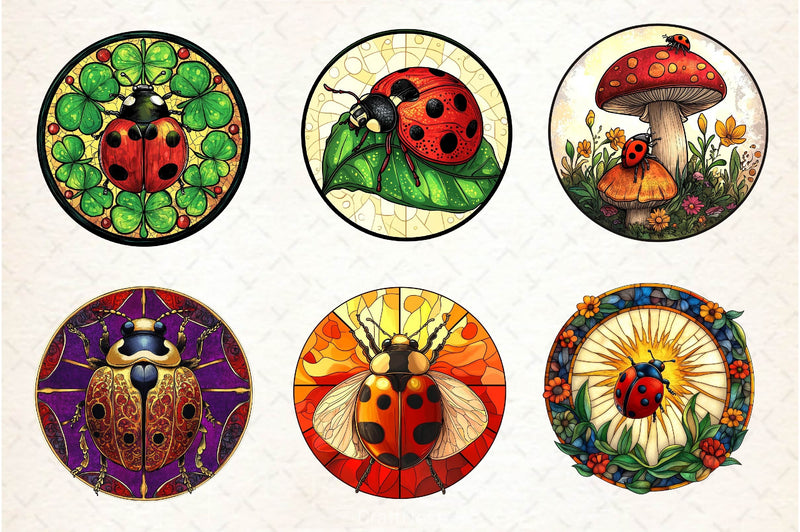 Ladybug Stained Glass Clipart Bundle - CraftNest - Digital Crafting and Art