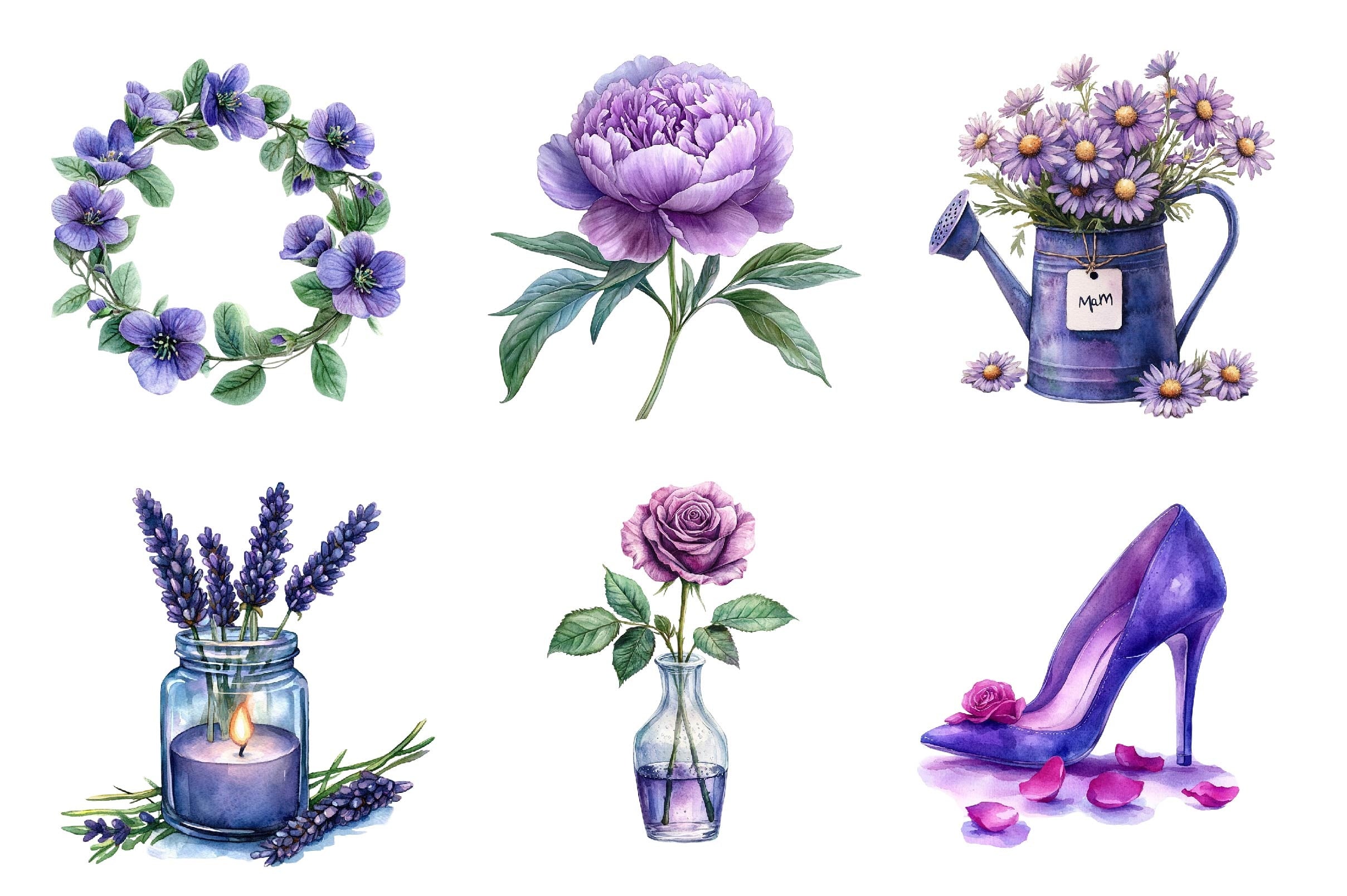 Purple Mother's Day Clipart Bundle - CraftNest - Digital Crafting and Art