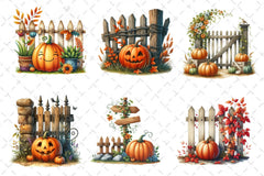 Fall Pumpkin Fence Clipart Bundle 3 - CraftNest - Digital Crafting and Art