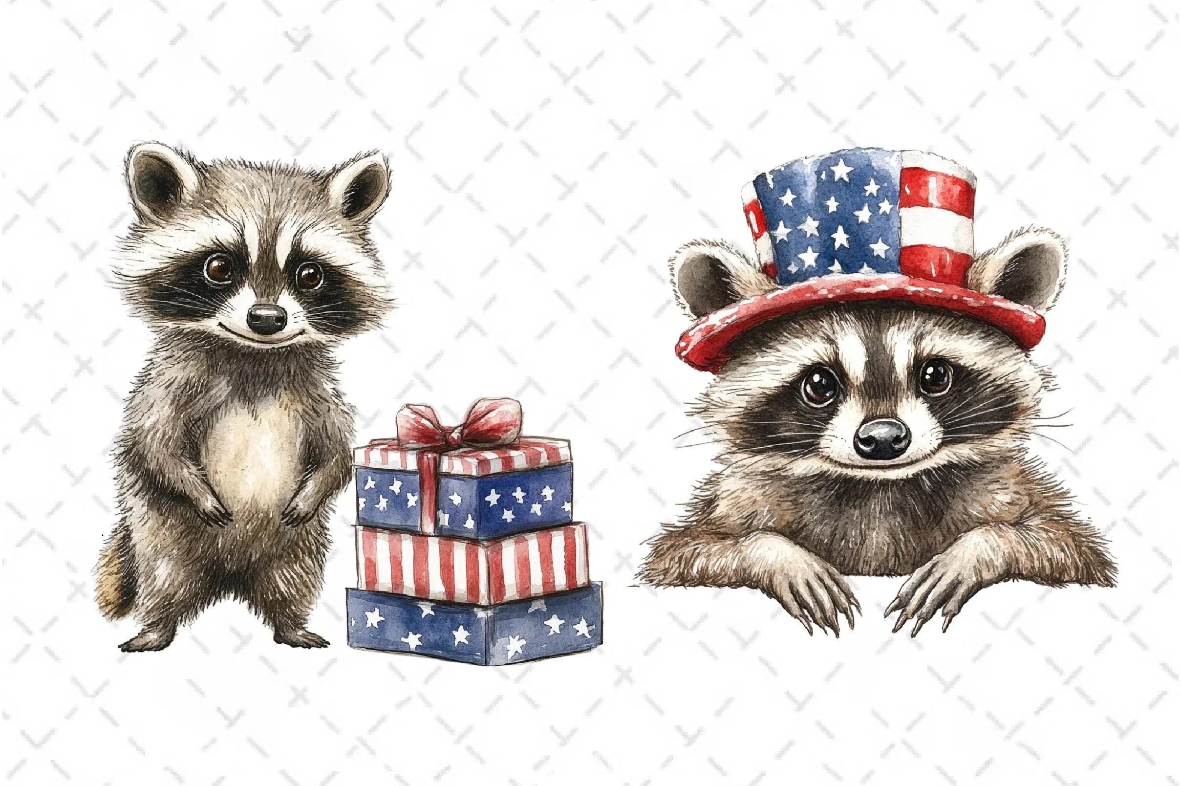 Cartoonish Patriotic Raccoon Clipart Bundle - CraftNest - Digital Crafting and Art