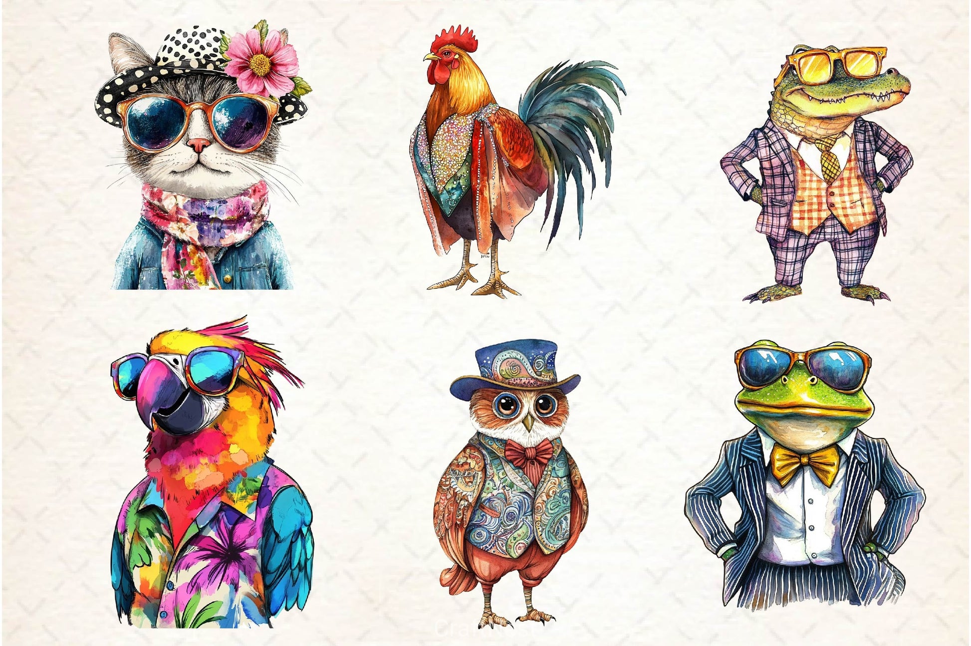 Funky Dressed Up Animals Clipart Bundle 2 - CraftNest - Digital Crafting and Art