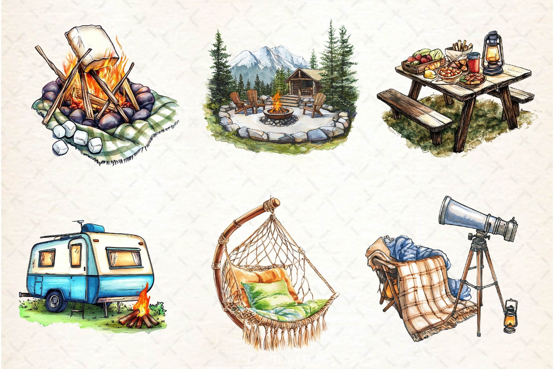 Glamping Camping Clipart Bundle - CraftNest - Digital Crafting and Art