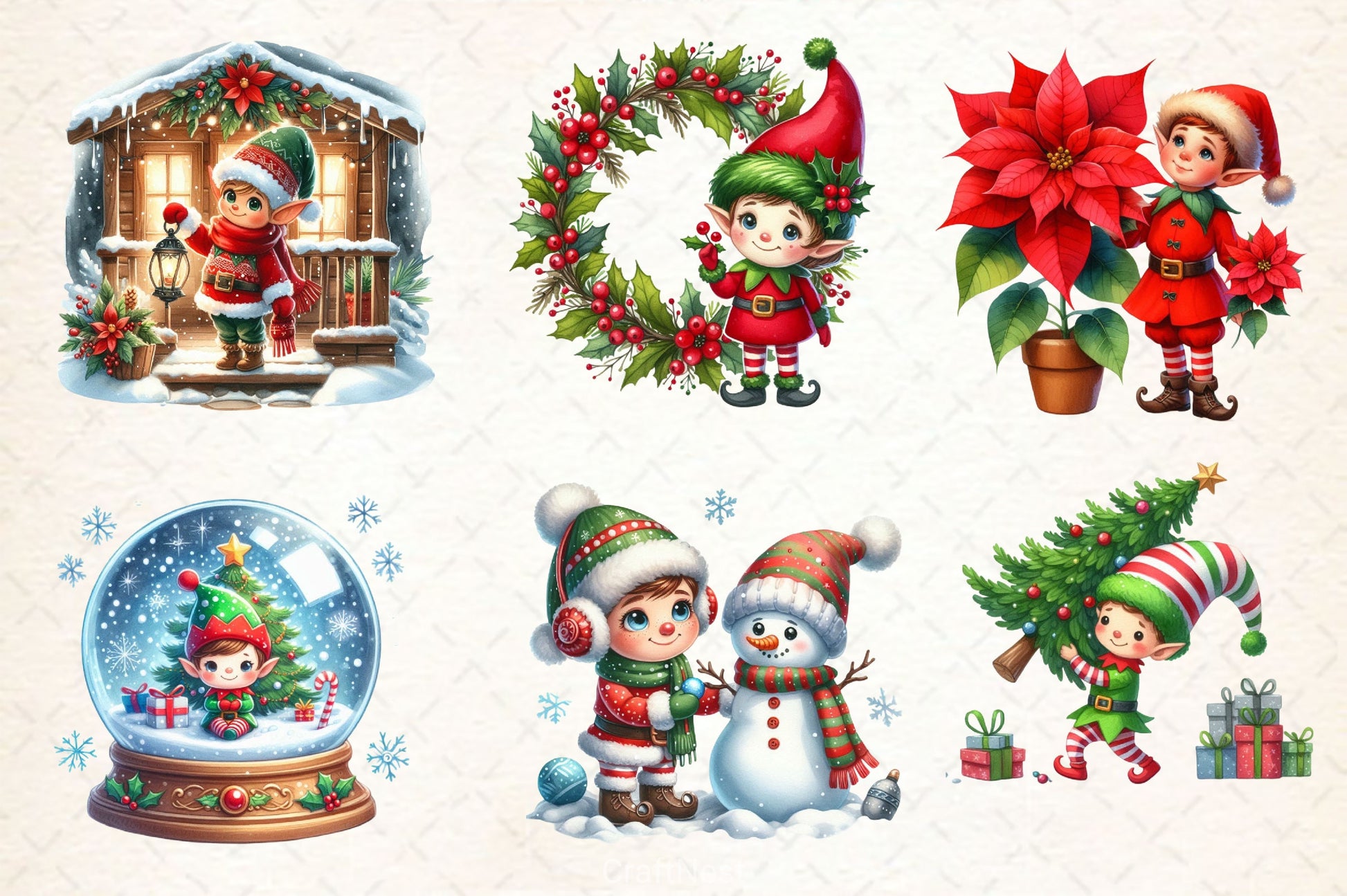 Festive Elf Clipart Bundle - CraftNest - Digital Crafting and Art