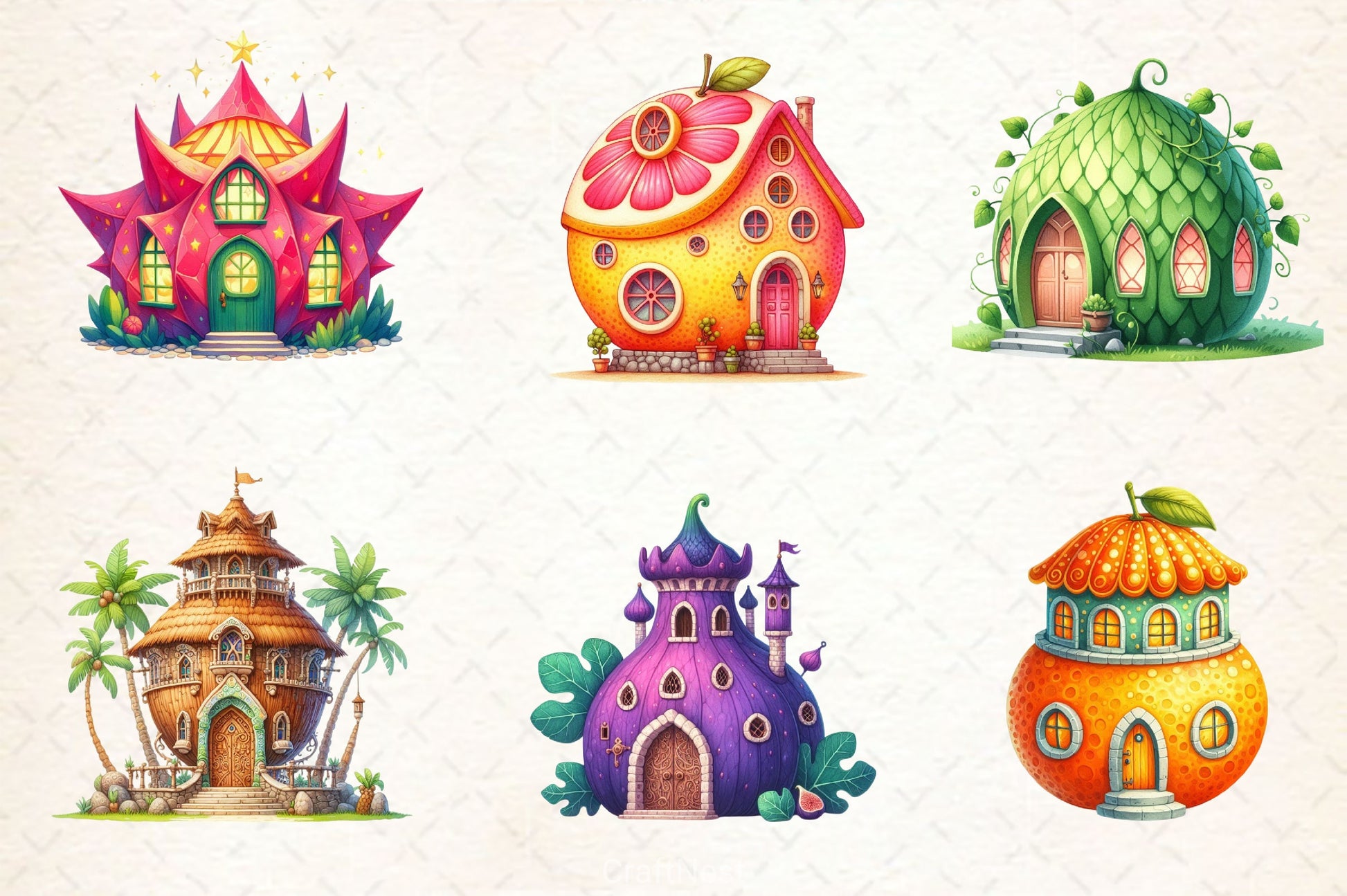 Fairy Fruit House Clipart Bundle 2 - CraftNest - Digital Crafting and Art