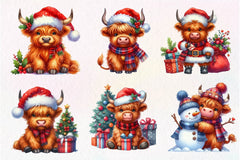 Cute Christmas Highland Cow Clipart Bundle 6 - CraftNest - Digital Crafting and Art